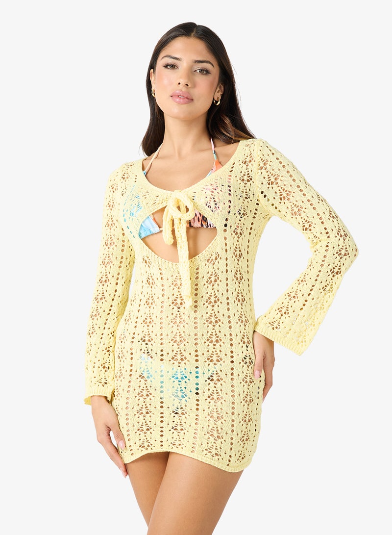 Ginger Crochet Beach Dress With Cutout Detail - Image 1